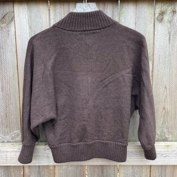 Banana Republic Cardigan Sweater Brown 100% Merino Wool Small Brown - Picture 2 of 10